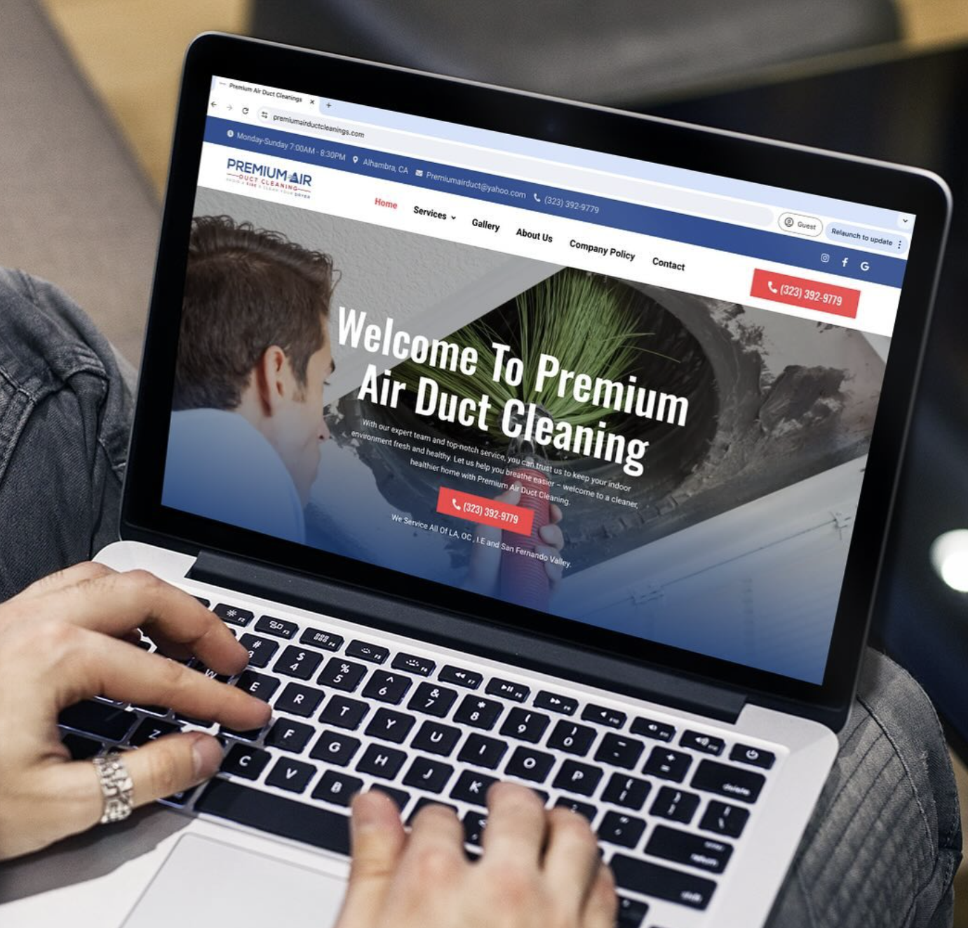 Custom duct cleaning website design in Miami